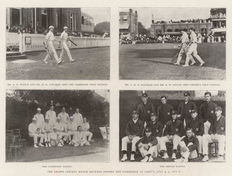 Drawn Cricket Match mellom Oxford og Cambridge på Lords, 4., 5. og 6. juli av English Photographer