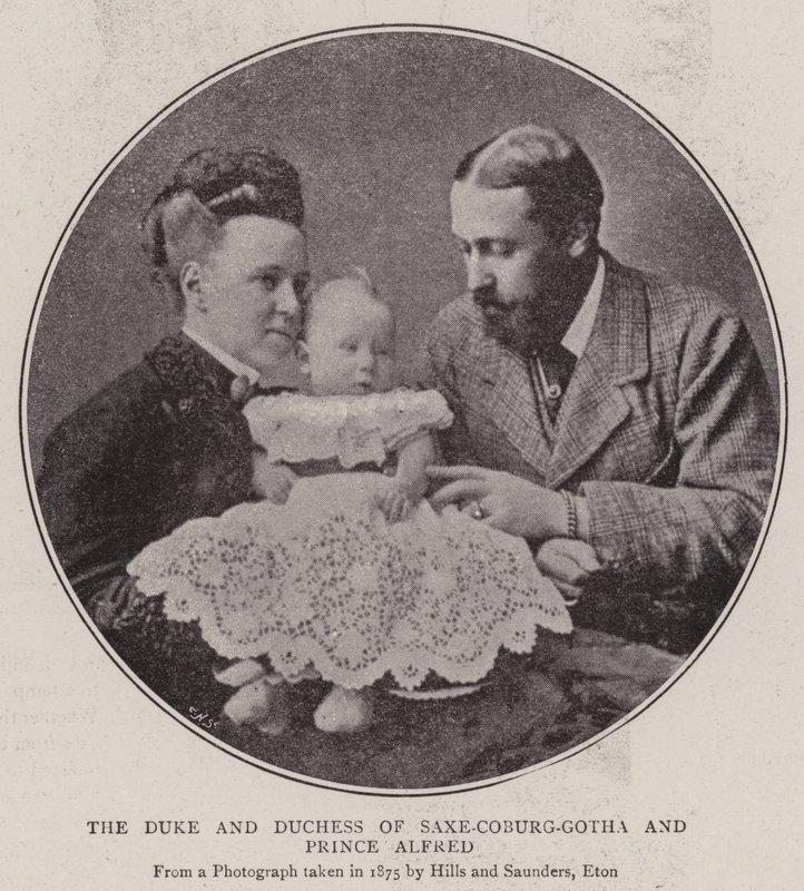 Hertugen og hertuginnen av Sachsen-Coburg-Gotha og prins Alfred av English Photographer
