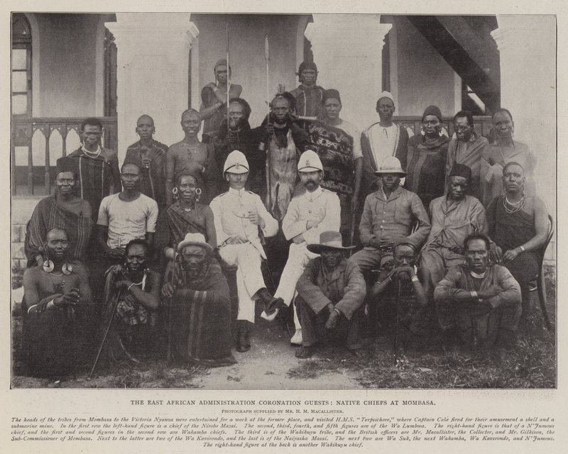 The East American Administration Coronation Guests, innfødte høvdinger i Mombasa av English Photographer