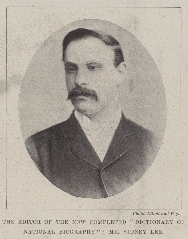 Redaktøren for den nå fullførte Dictionary of National Biography, Mr Sidney Lee av English Photographer