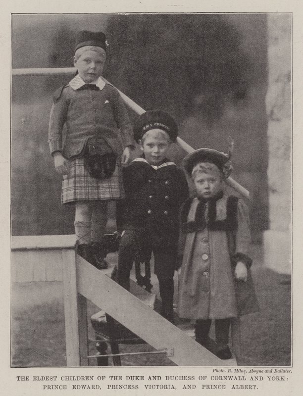 De eldste barna til hertugen og hertuginnen av Cornwall og York, prins Edward, prinsesse Victoria og prins Albert av English Photographer