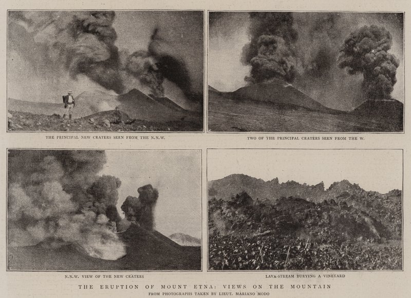 Etna-utbruddet, utsikt over fjellet av English Photographer