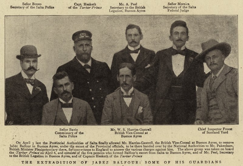 Utleveringen av Jabez Balfour, noen av hans voktere av English Photographer