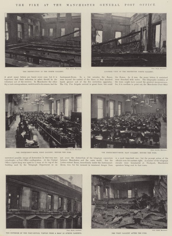 Brannen ved Manchester General Post Office av English Photographer