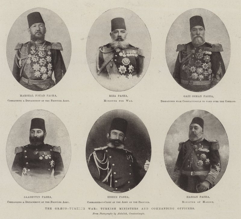 Den gresk-tyrkiske krigen, tyrkiske ministre og befal av English Photographer