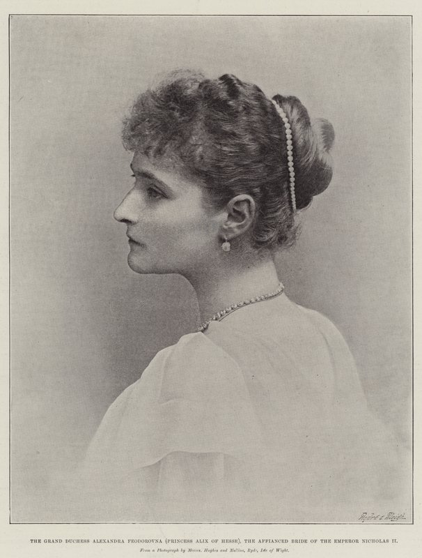 Storhertuginnen Alexandra Feodorovna (prinsesse Alix av Hessen), keiseren Nicholas IIs forlovede brud av English Photographer