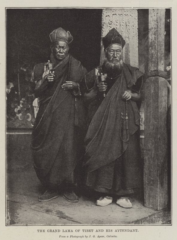 Grand Lama of Tibet og hans ledsager av English Photographer