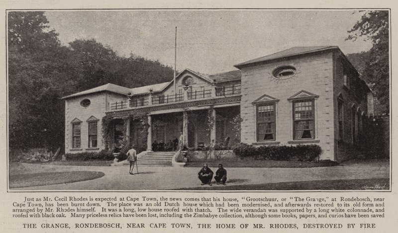 The Grange, Rondebosch, nær Cape Town, hjemmet til Mr Rhodes, ødelagt av brann av English Photographer