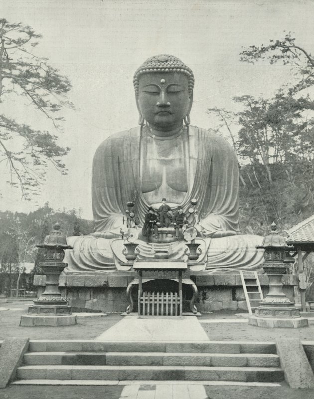 Den store bronsebuddhaen, Japan (s/hvitt-bilde) av English Photographer