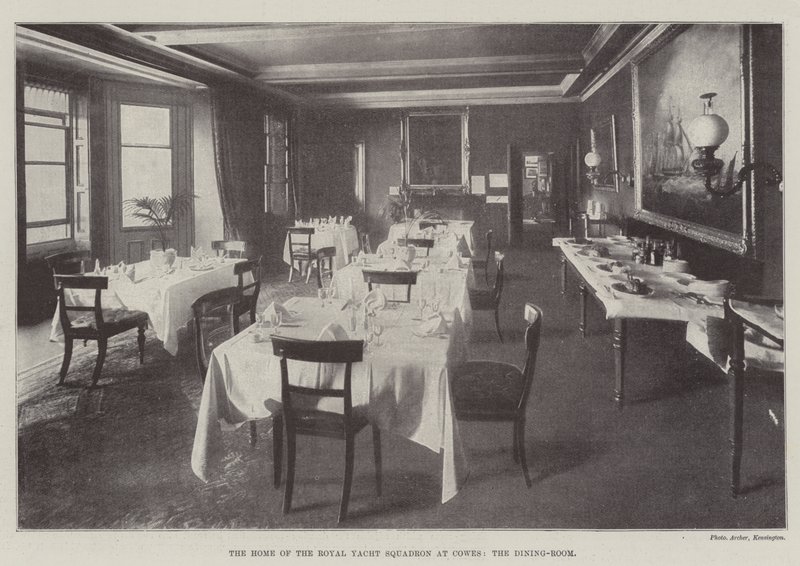 Hjemmet til Royal Yacht Squadron i Cowes, spisesalen av English Photographer