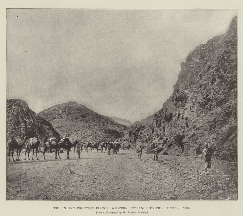 The Indian Frontier Rising, vestlig inngang til Khyber-passet av English Photographer