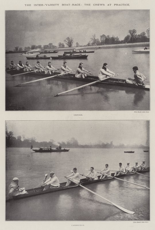 Inter-Varsity Boat-Race, mannskapene på trening av English Photographer