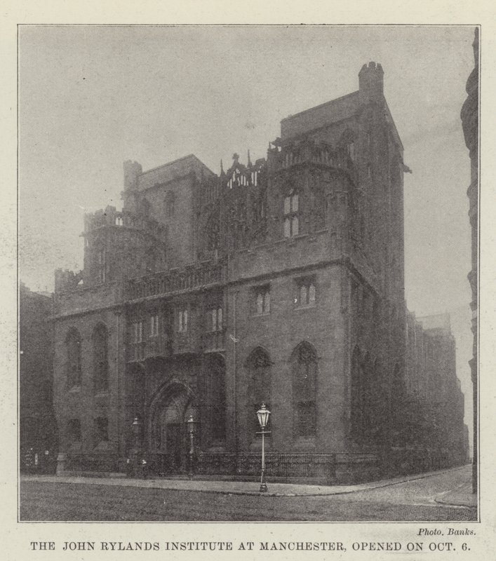 John Rylands Institute i Manchester, åpnet 6. oktober av English Photographer