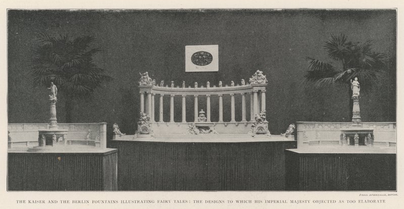 Kaiser- og Berlin-fontenene som illustrerer eventyr, designene som Hans keiserlige majestet protesterte mot som for forseggjorte av English Photographer