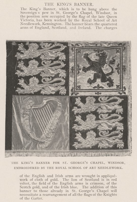 Kings Banner for St Georges Chapel, Windsor, brodert av Royal School of Art Needlework av English Photographer