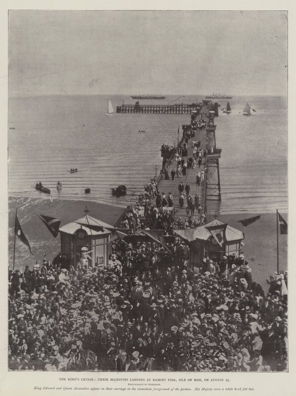 The Kings Cruise, Deres Majesteter lander på Ramsey Pier, Isle of Man, 25. august av English Photographer