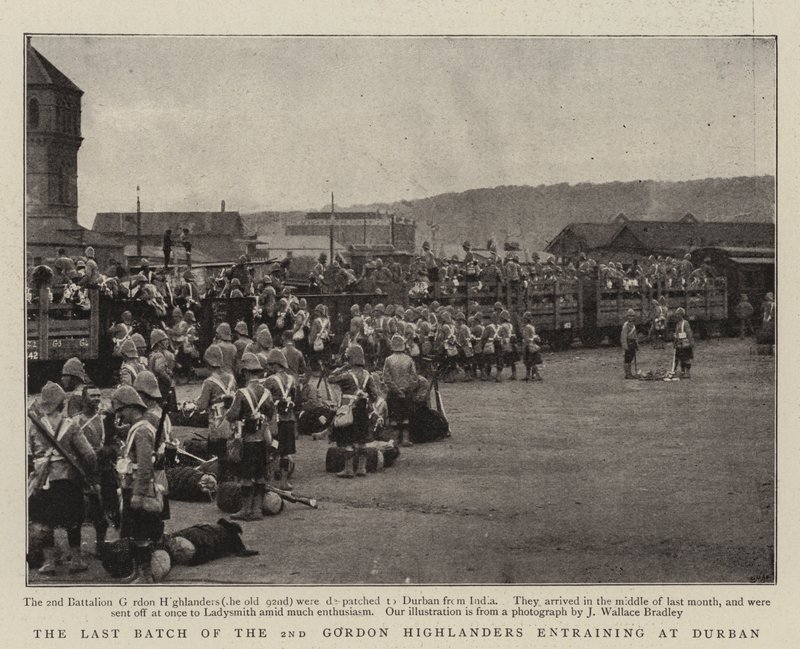 The Last Batch of the 2nd Gordon Highlanders entraining at Durban av English Photographer