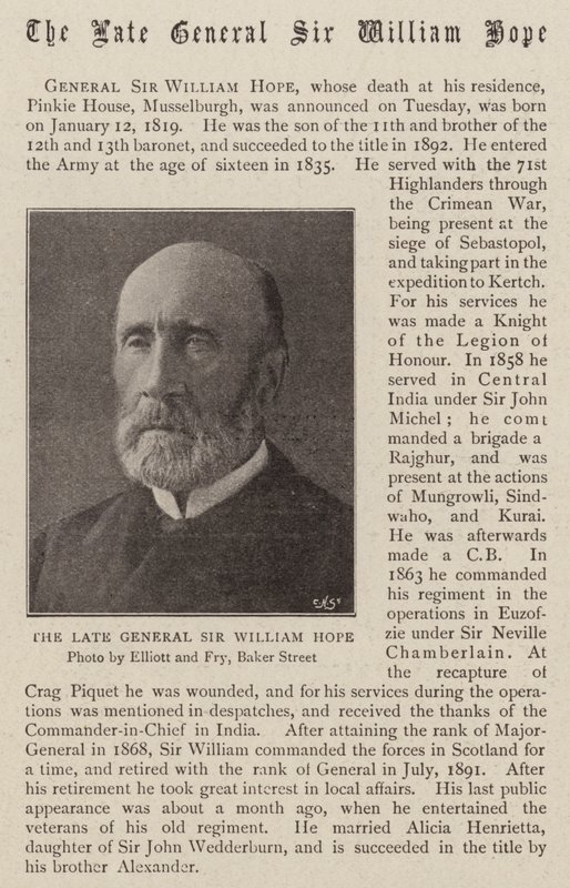 Den avdøde general Sir William Hope av English Photographer