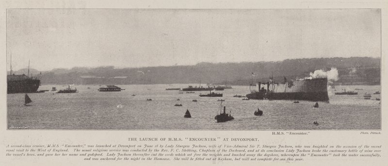 Lanseringen av HMS Encounter på Devonport av English Photographer