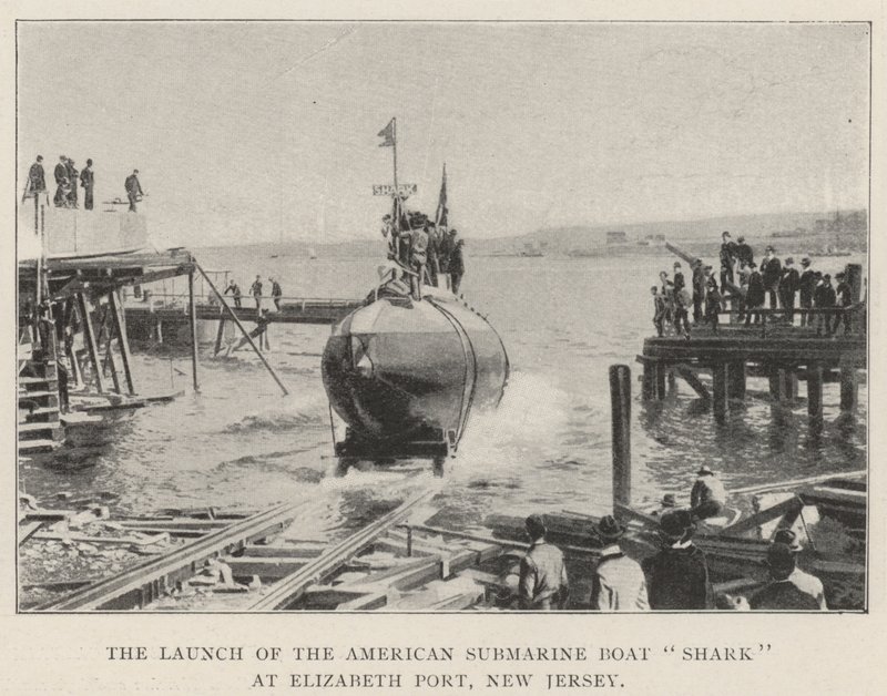 Lanseringen av American Submarine Boat Shark ved Elizabeth Port, New Jersey av English Photographer