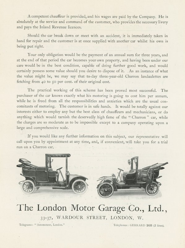 London Motor Garage Co av English Photographer