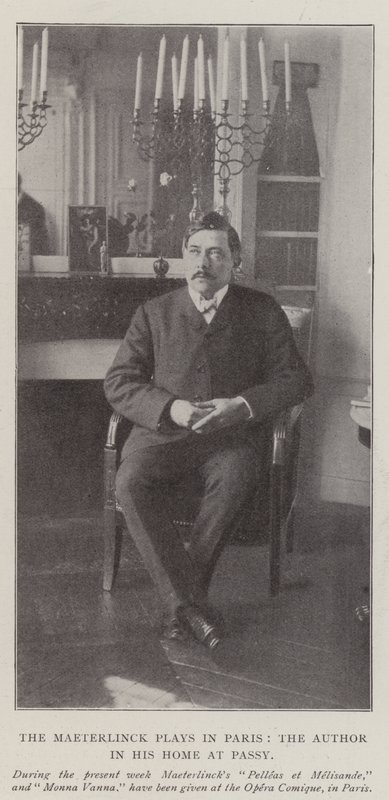 Maeterlinck-skuespillet i Paris, forfatteren i sitt hjem i Passy av English Photographer