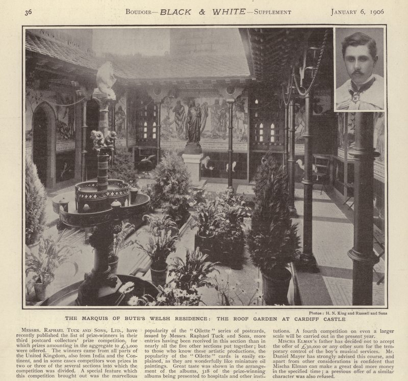 The Marquis of Butes Welsh Residence: Takhagen på Cardiff Castle (s/hvitt-bilde) av English Photographer