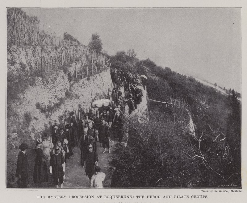 Mysterieprosesjonen ved Roquebrune, Herodes- og Pilatusgruppene av English Photographer