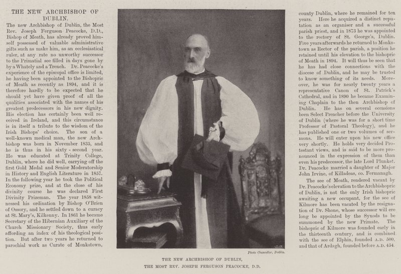 Den nye erkebiskopen av Dublin, den mest ærverdige Joseph Ferguson Peacocke, DD av English Photographer