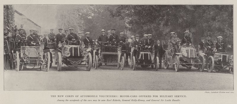 The New Corps of Automobile Volunteers, Motor-Cars tilbudt for militærtjeneste av English Photographer