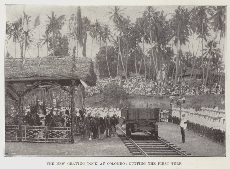 The New Graving Dock i Colombo, Cutting the First Turf av English Photographer