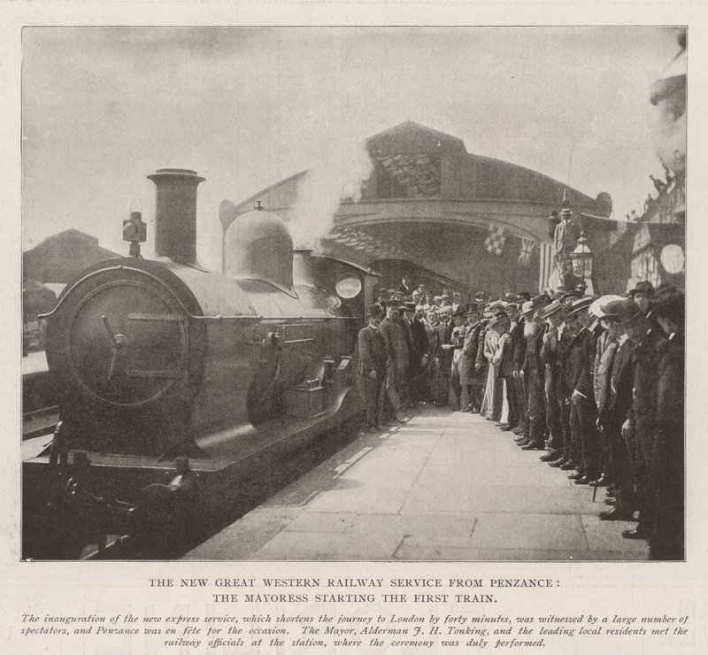 The New Great Western Railway Service fra Penzance, ordførerinnen starter det første toget av English Photographer