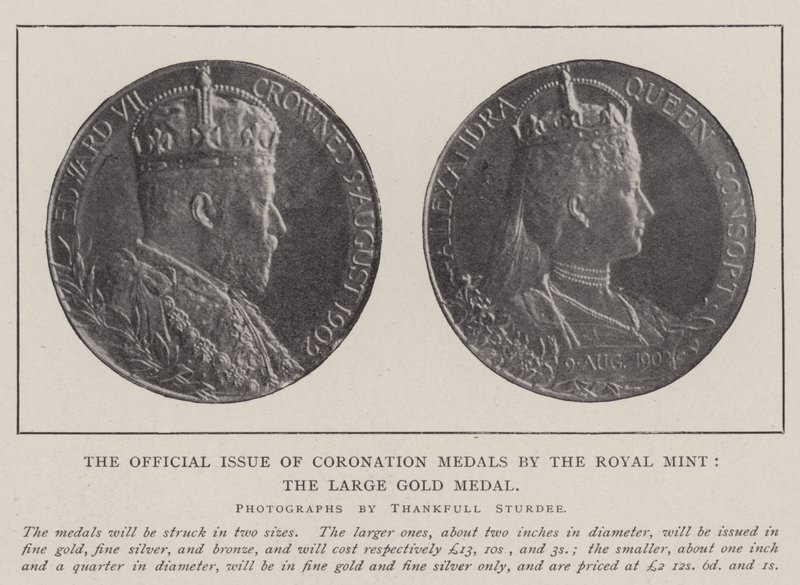 Den offisielle utgaven av kroningsmedaljer av Royal Mint, den store gullmedaljen av English Photographer