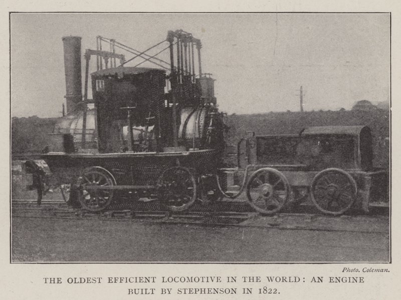 Det eldste effektive lokomotivet i verden, en motor bygget av Stephenson i 1822 av English Photographer