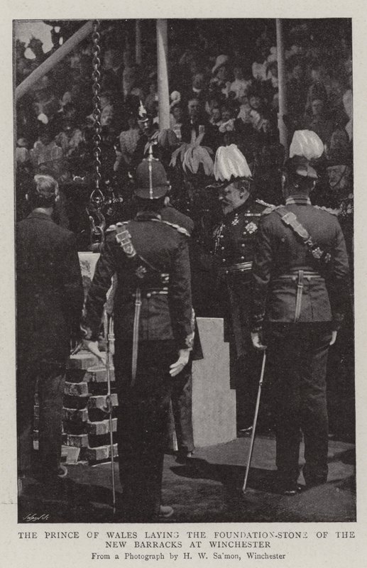 Prinsen av Wales legger grunnsteinen til New Barracks i Winchester av English Photographer