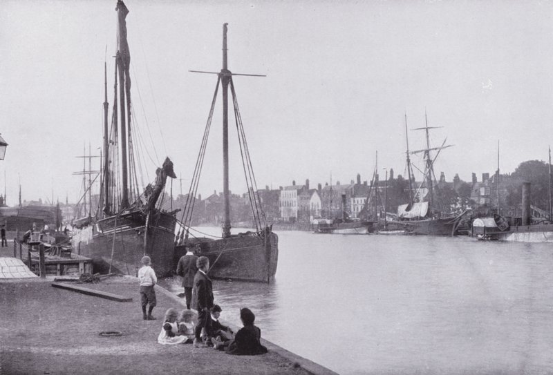 The Quays, Yarmouth (s/hvitt bilde) av English Photographer