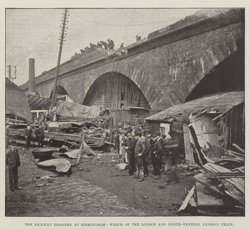 Jernbanekatastrofen i Birmingham, vraket av London og North-Western Express Train av English Photographer