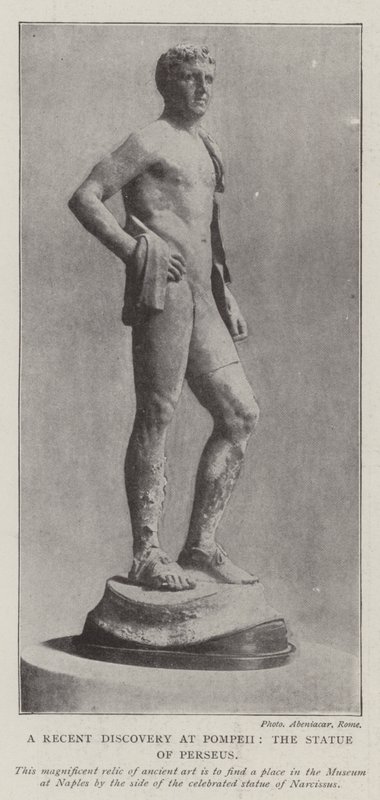 Den nylige oppdagelsen ved Pompeii, Statuen av Perseus av English Photographer