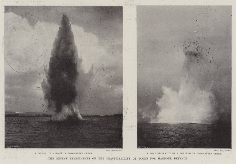 De siste eksperimentene på gjennomførbarheten av bom for havneforsvaret av English Photographer