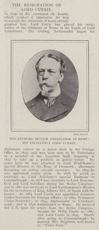 Den pensjonerende britiske ambassadøren i Roma, Hans eksellens Lord Currie av English Photographer