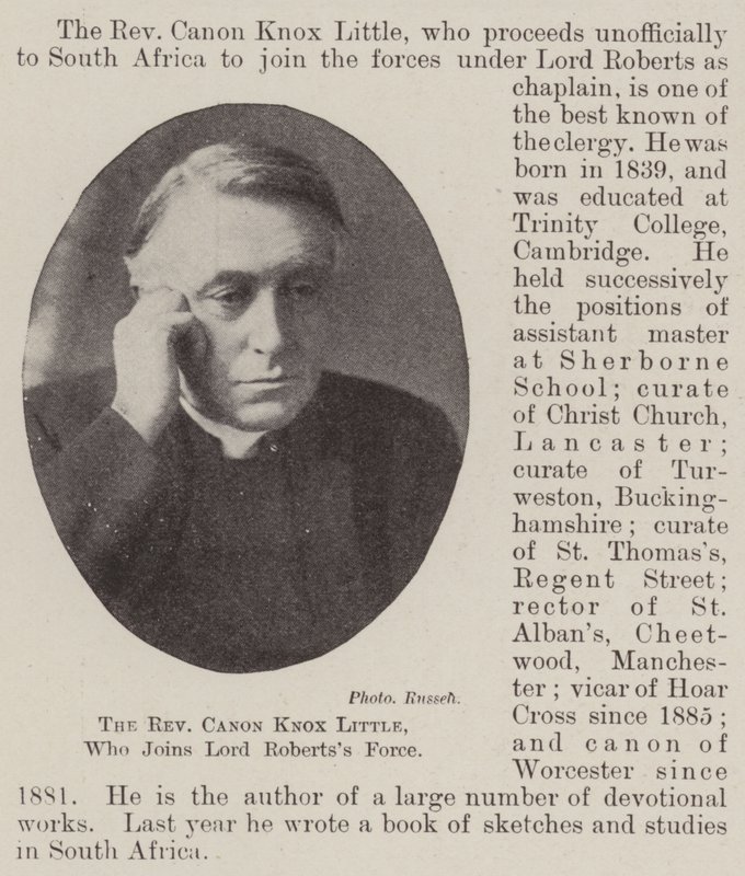Pastor Canon Knox Little, som slutter seg til Lord Robertss Force av English Photographer