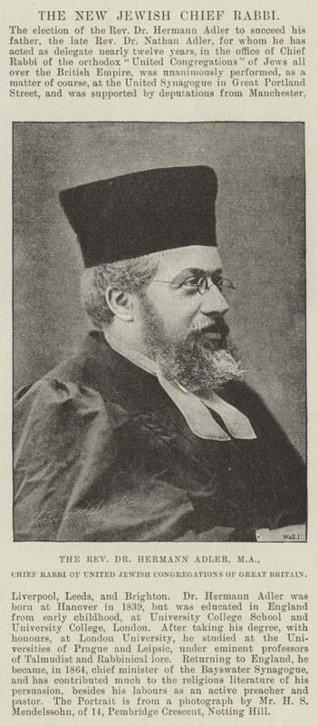 Pastor Dr Hermann Adler, MA, overrabbiner for United Jewish Congregations of Great Britain av English Photographer