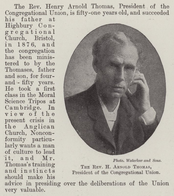 Pastor H Arnold Thomas, president i Congregational Union av English Photographer