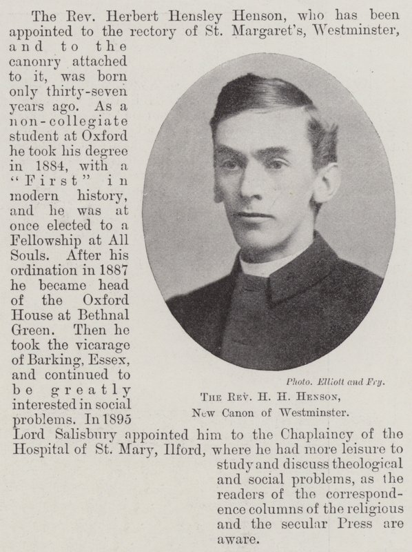 Pastor HH Henson, New Canon of Westminster av English Photographer