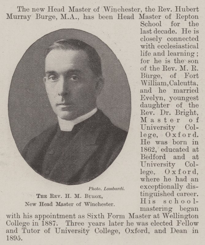 Pastor HM Burge, ny hovedmester i Winchester av English Photographer