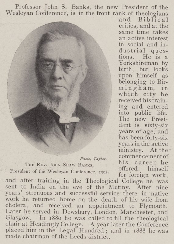 Pastor John Shaw Banks, president for Wesleyan-konferansen, 1902 av English Photographer
