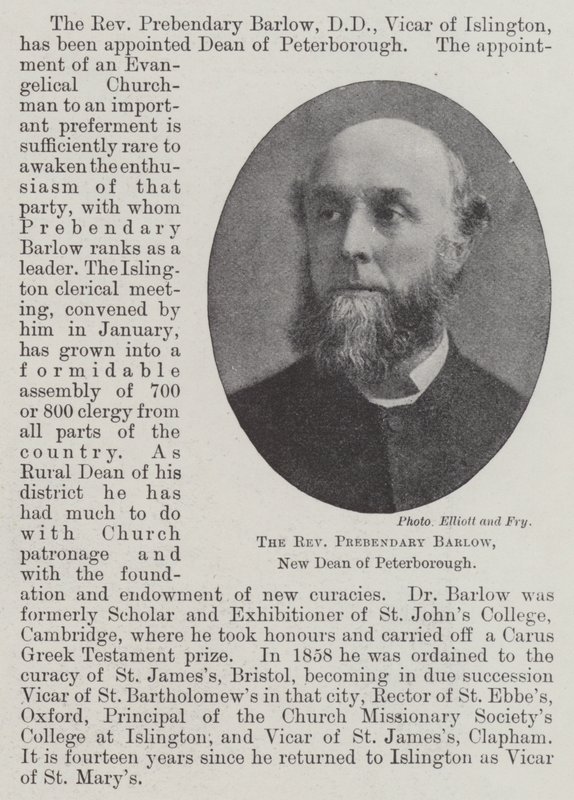 Reverend Prebendary Barlow, ny dekan i Peterborough av English Photographer
