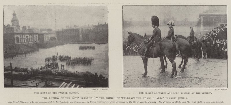 The Review of the Boys Brigades av Prince of Wales på Horse Guards Parade, 14. juni av English Photographer
