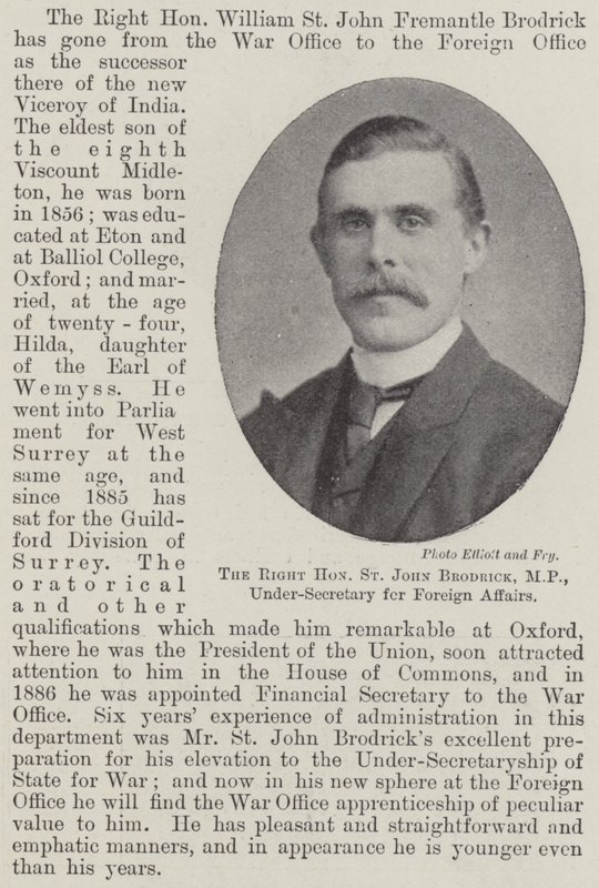 Høyre ærede St John Brodrick, MP, undersekretær for utenrikssaker av English Photographer