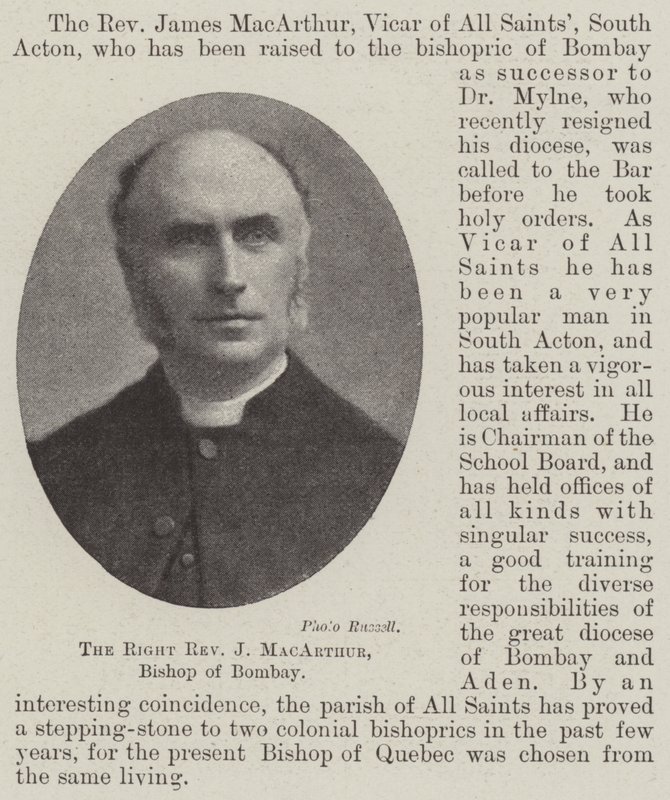 Den høyre pastor J MacArthur, biskop av Bombay av English Photographer